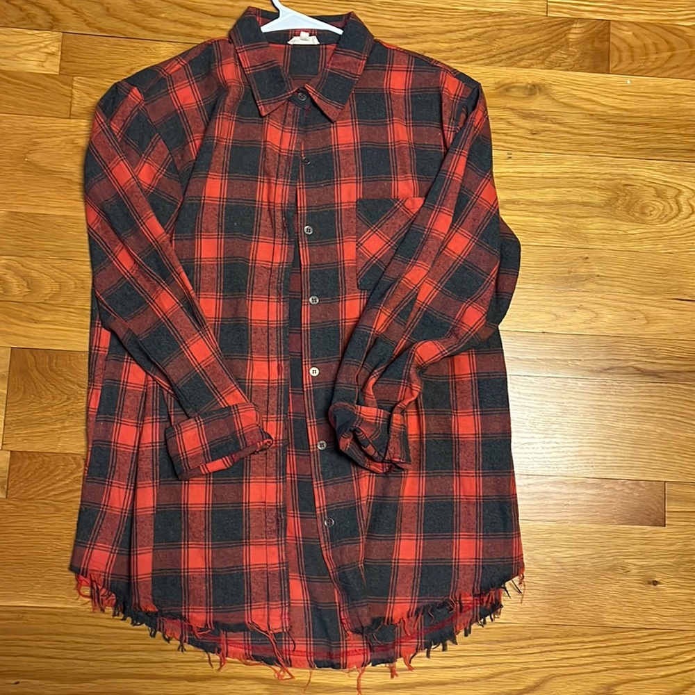 Salmon and Grey checkered flannel - Picture 1 of 2